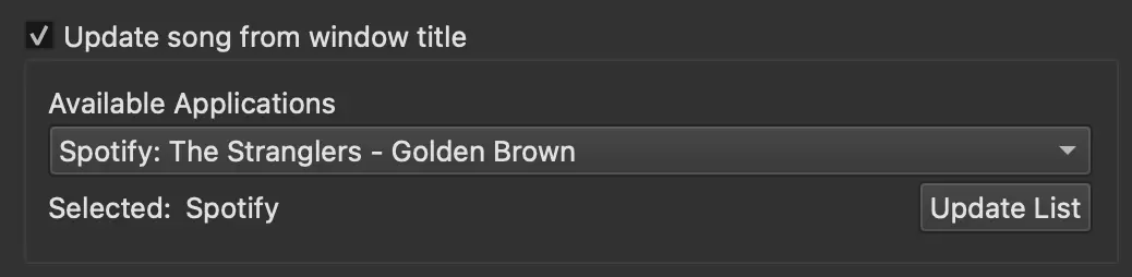 Update song from window title