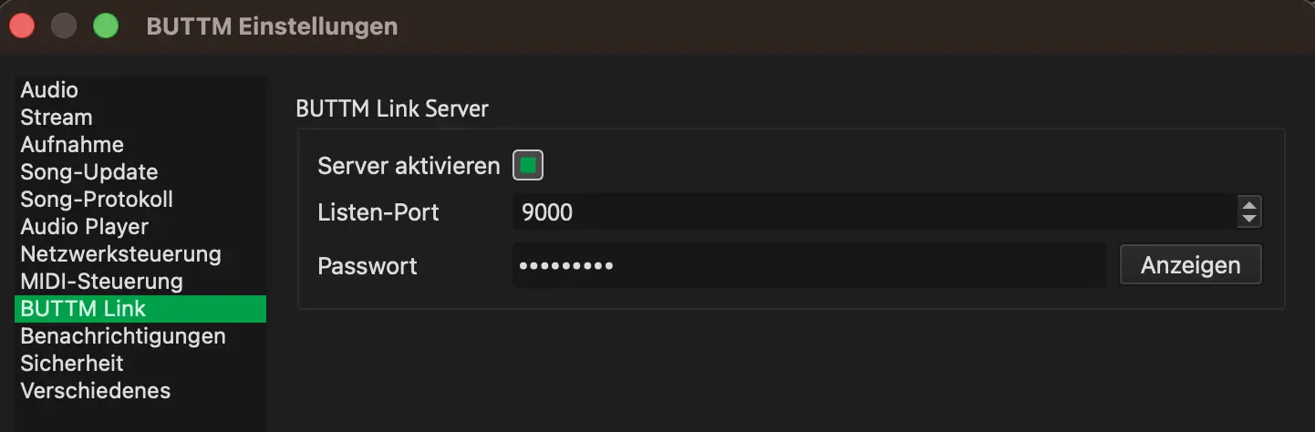 Settings: BUTTM Link