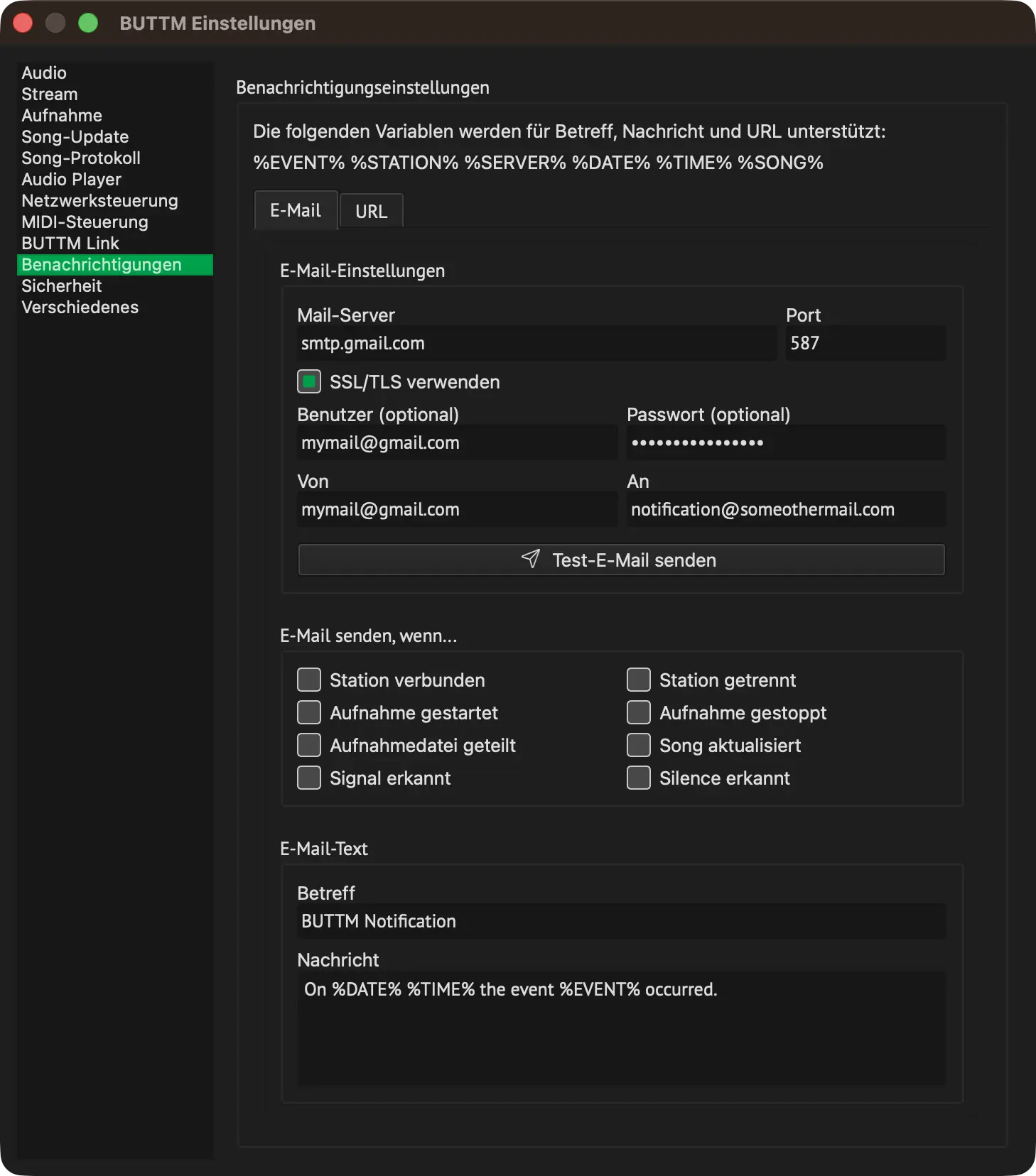 Settings: Notifications - Email