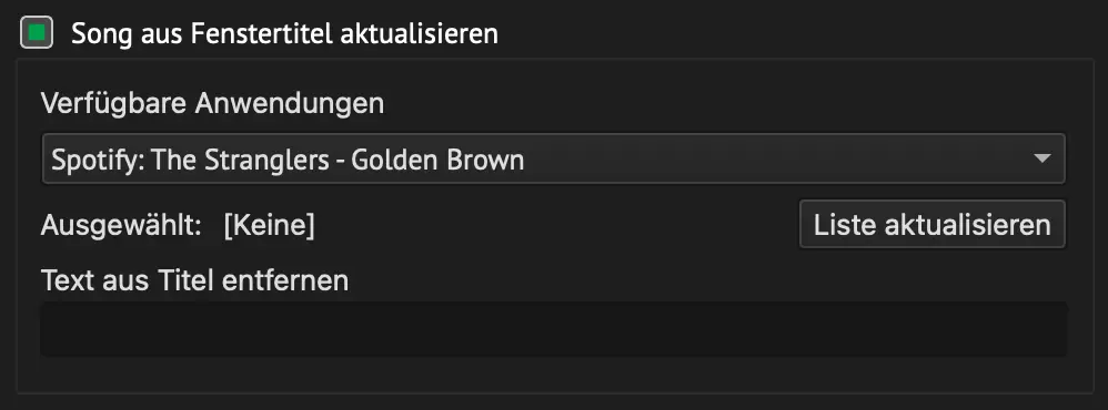 Update song from window title