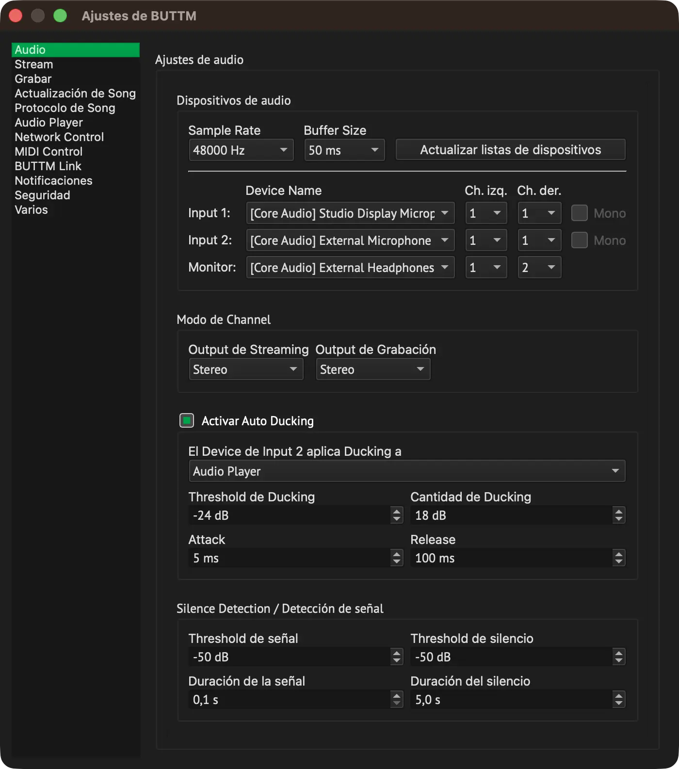 Audio Settings