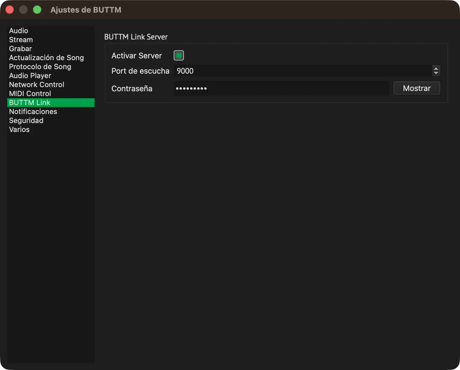 Settings: BUTTM Link