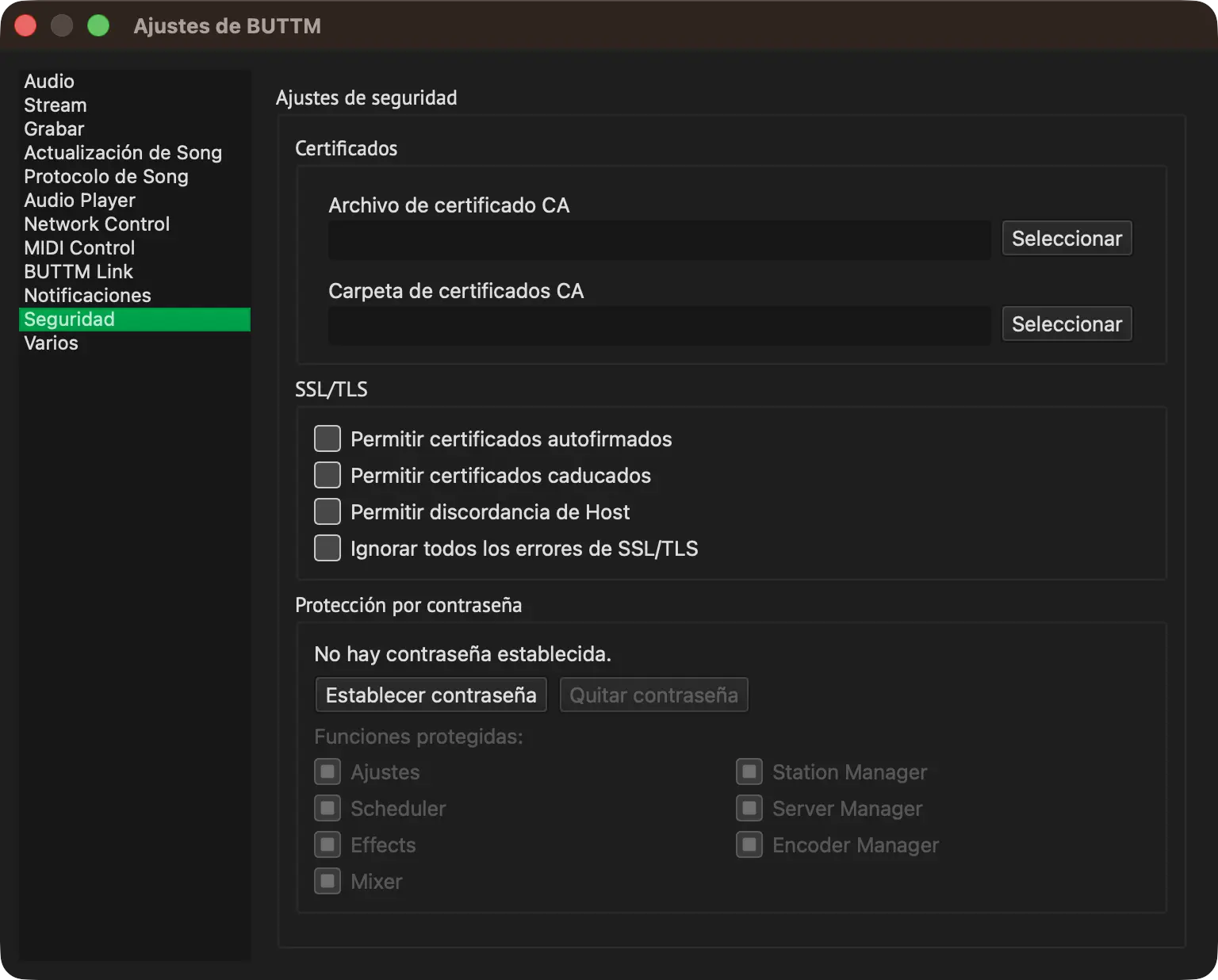 Settings: Security