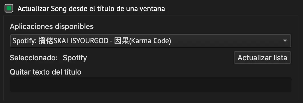 Update song from window title