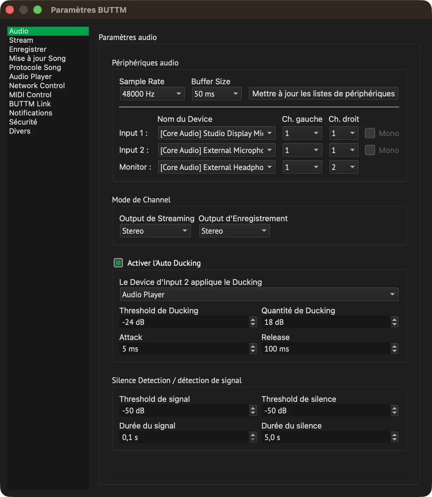 Audio Settings