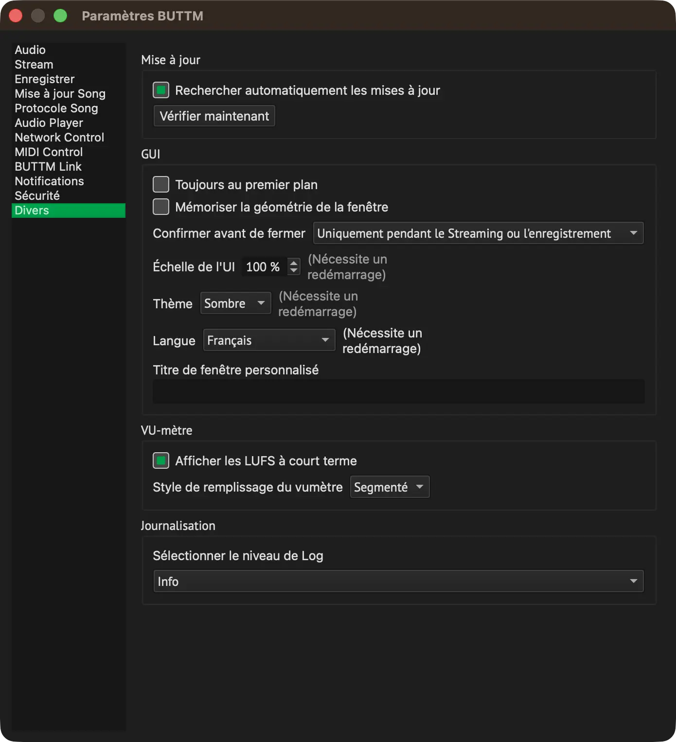 Settings: Misc