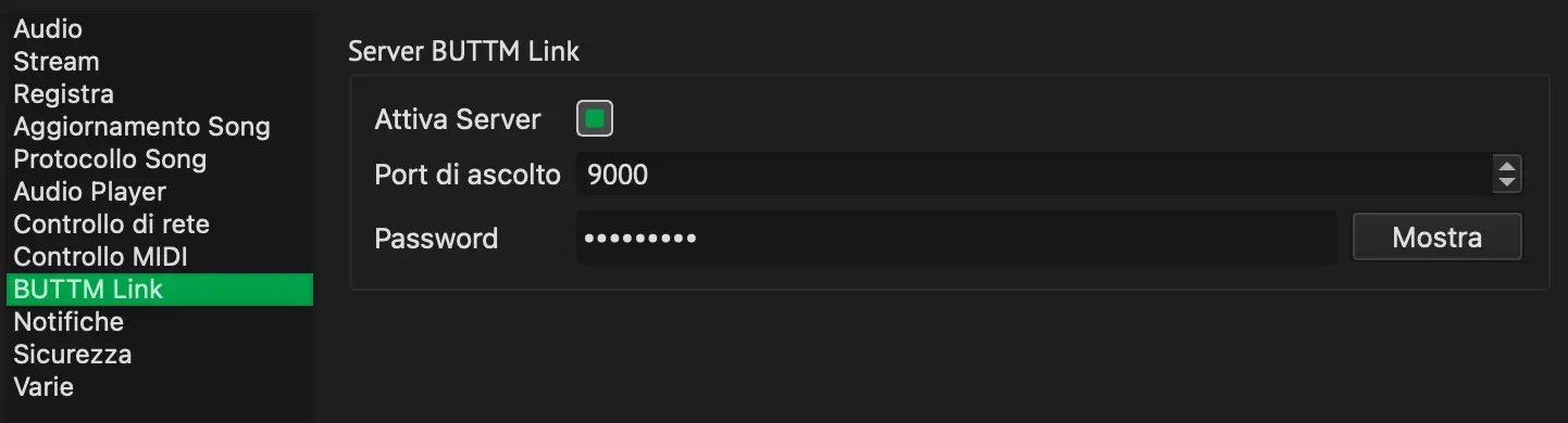 Settings: BUTTM Link