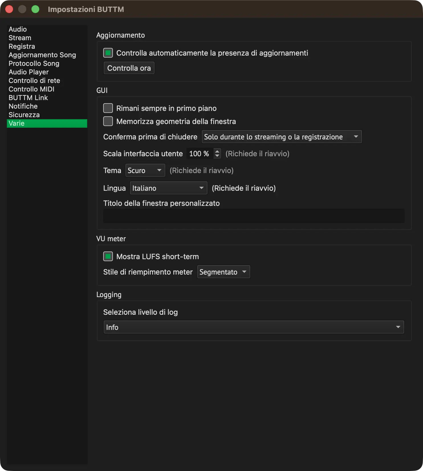 Settings: Misc
