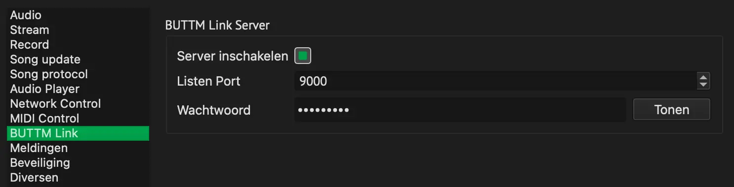 Settings: BUTTM Link