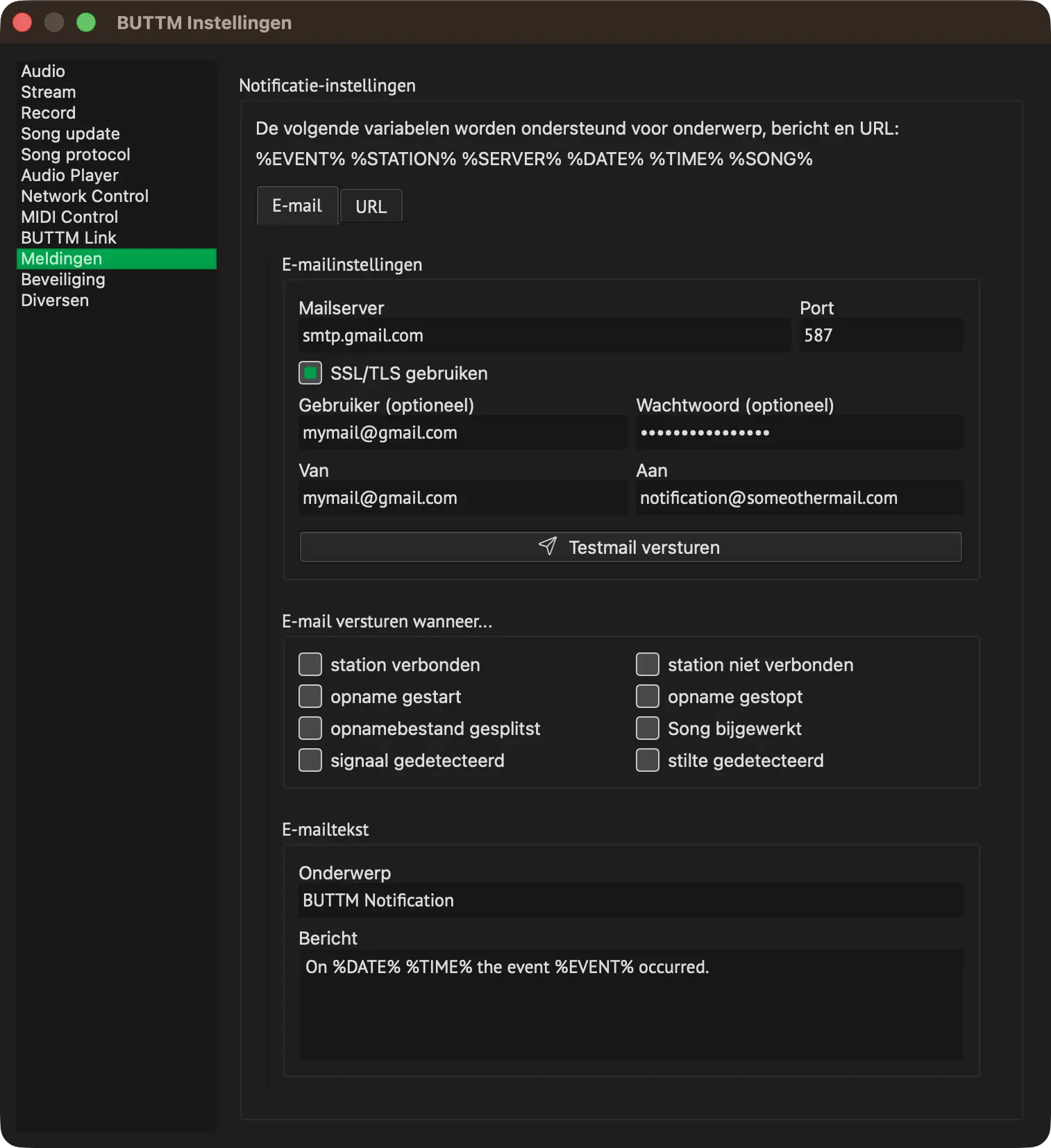 Settings: Notifications - Email