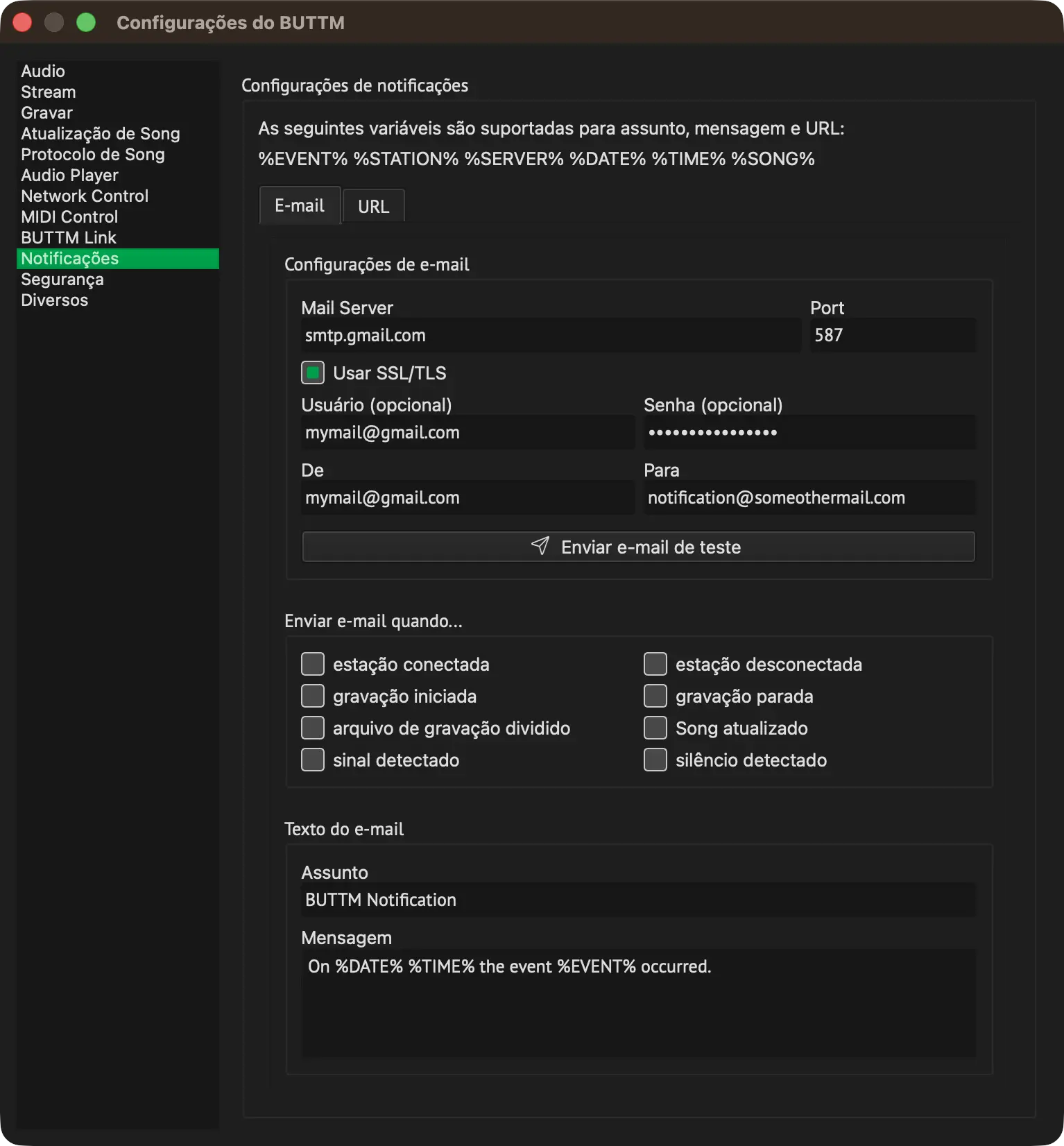 Settings: Notifications - Email