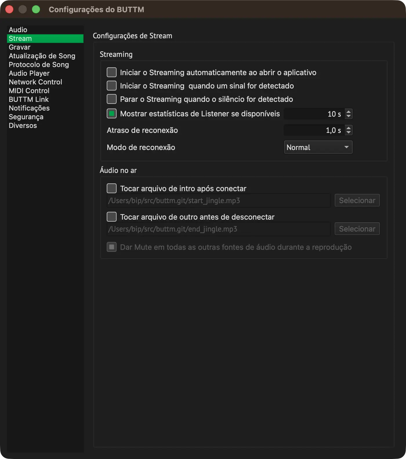 Stream Settings